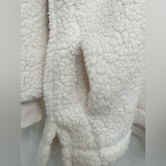 Aerie Pullover Ivory Fuzzy Fluffy Soft Warm Quarter Zip Sweater w/ Pockets sz S - Picture 4 of 4